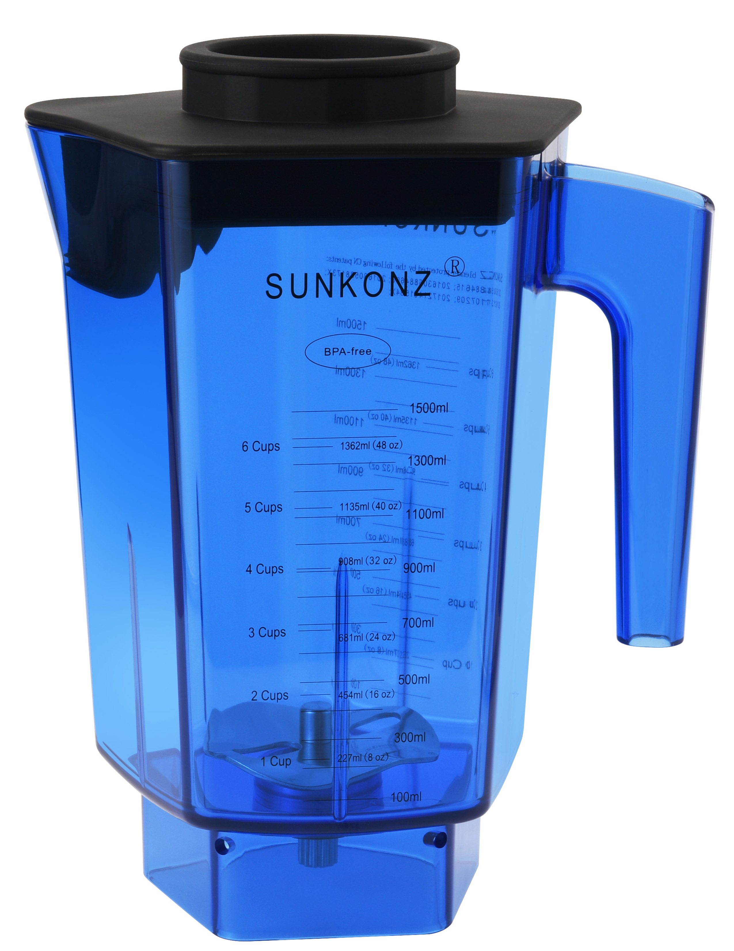 Blue Frothing Blade Spouted Mixing Cup with Diversion Lid